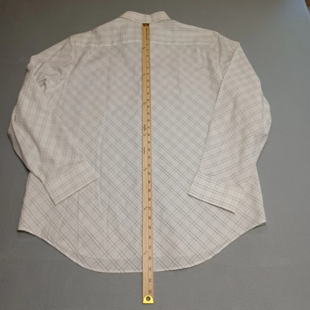 Banana Republic Shirt Mens XXL White Grid 577436 Cotton Long Sleeve Button Down